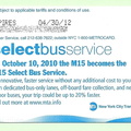 +select bus service (SBS) on the M15 starts October 10, 2010